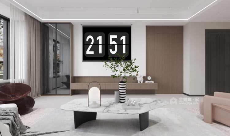 150平滨江壹号现代风格-客厅效果图及设计说明