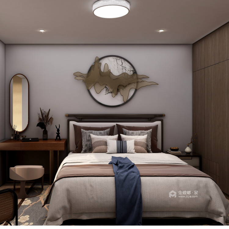 139平紫云台新中式风格-卧室效果图及设计说明