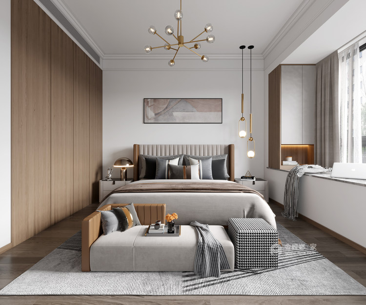 128平新乐府现代风格-卧室效果图及设计说明