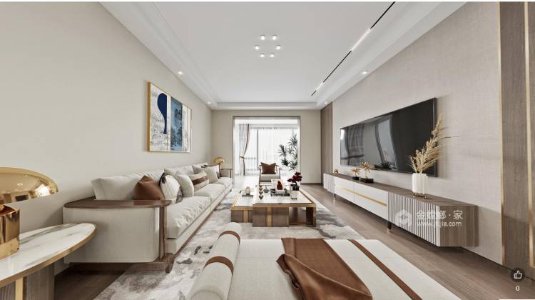 122平海云墅新中式风格-客厅效果图及设计说明