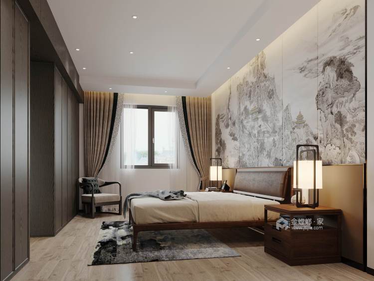 460平上河城新中式风格-别墅，大隐于世的东方美学-卧室效果图及设计说明