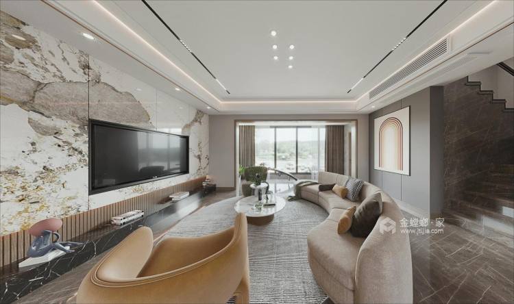 132平紫云台现代风格-客厅效果图及设计说明