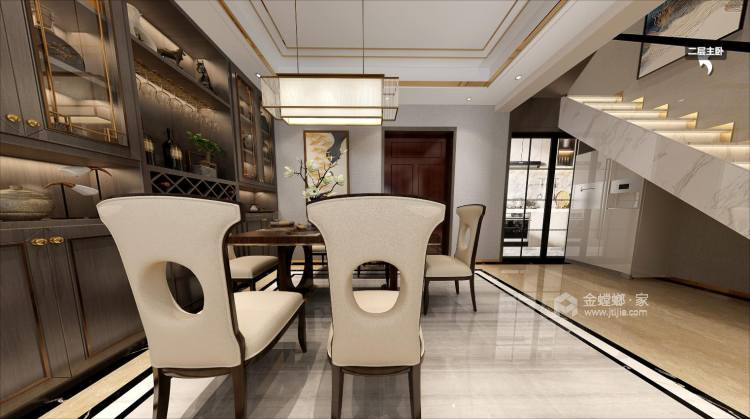 208平邦泰花园新中式风格-餐厅效果图及设计说明