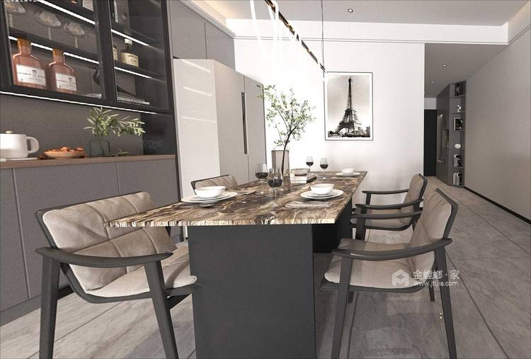 110平邛海湾B区现代风格-餐厅效果图及设计说明