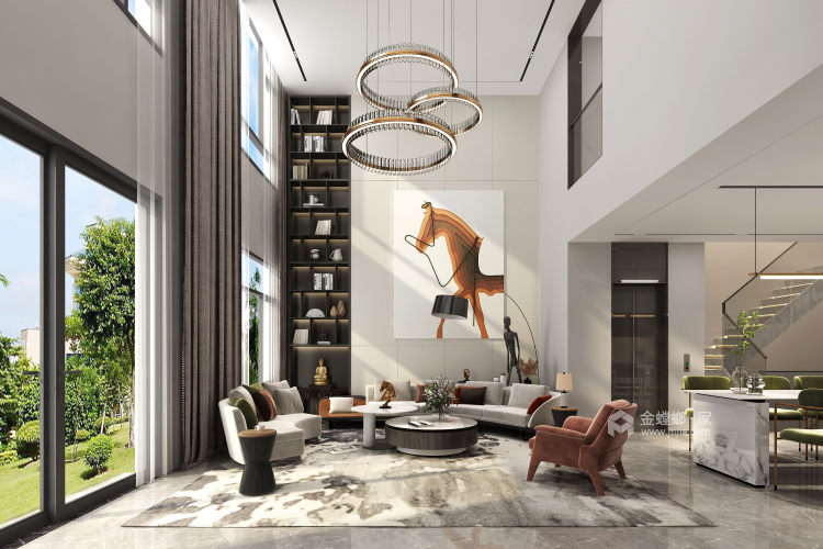 450平国瑞熙墅现代风格-客厅效果图及设计说明