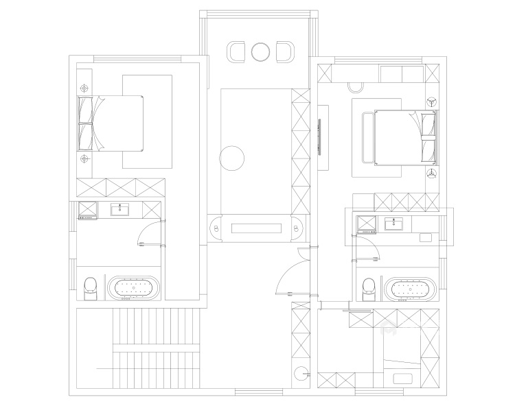 310平自建别墅现代风格-复式空间的现代演绎-平面布置图
