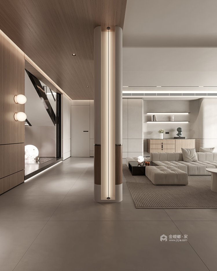 310平自建别墅现代风格-复式空间的现代演绎-空间效果图