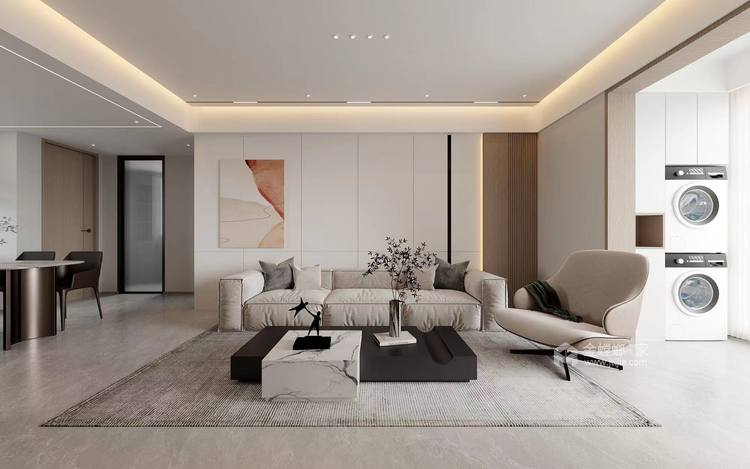 128平汀海壹品现代风格-客厅效果图及设计说明