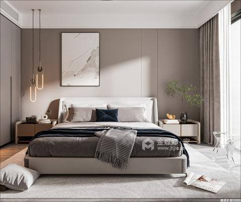148平邛海湾现代风格-卧室效果图及设计说明