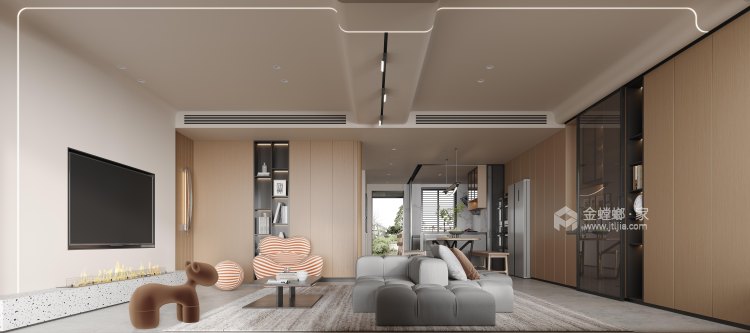 140平姑苏院子现代风格-客厅效果图及设计说明