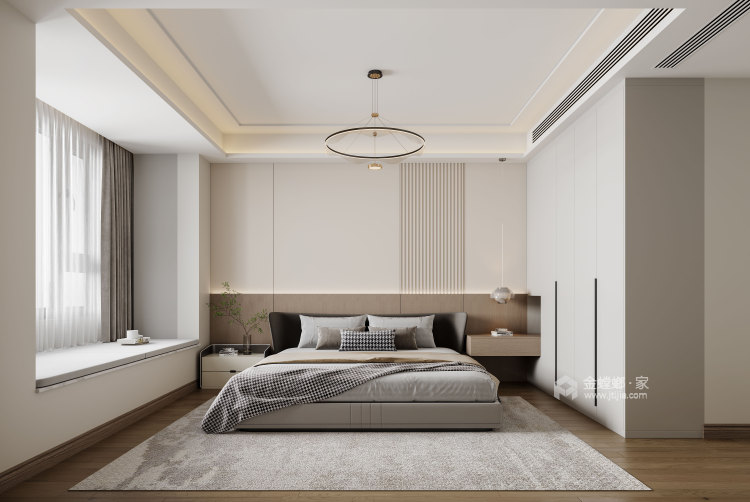 128平花语天镜现代风格-越来越受年轻人追捧的去客厅化设计-卧室效果图及设计说明
