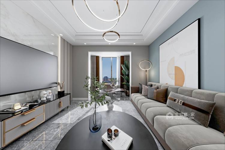 105平高枧家园轻奢风格-客厅效果图及设计说明