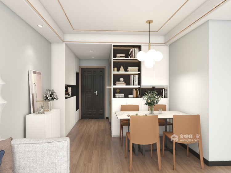 105平西安民族大学教师公寓现代风格-一抹橙-餐厅效果图及设计说明