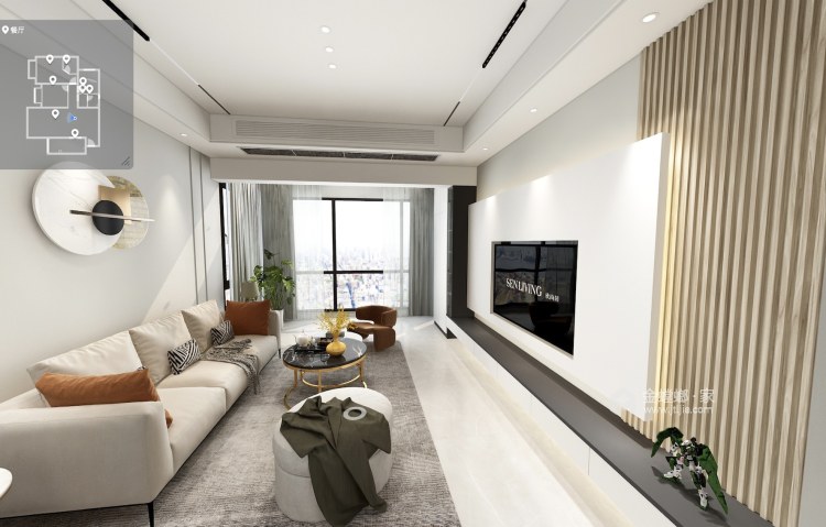 105平碧桂园现代风格-客厅效果图及设计说明