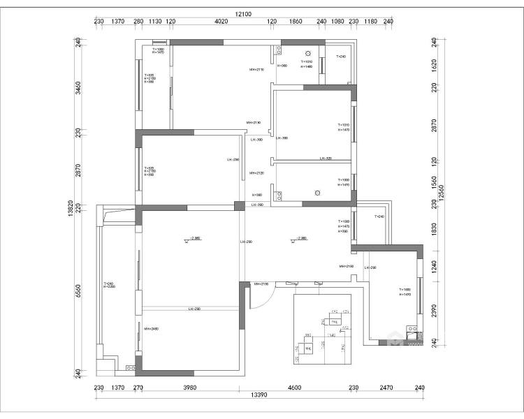 130平江南大院现代风格-业主需求&原始结构图
