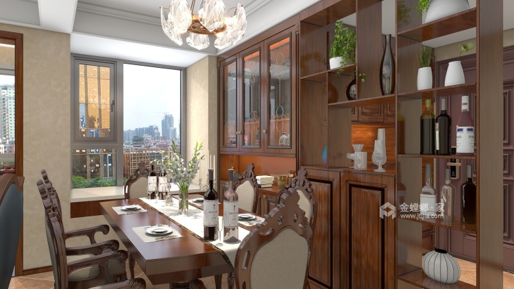 117平原著荟美式风格-餐厅效果图及设计说明