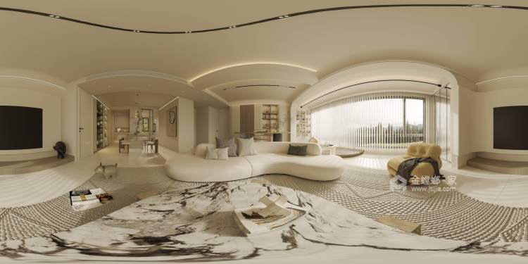 142平中海现代风格-客厅效果图及设计说明