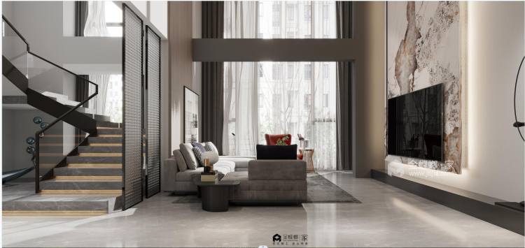 420平金海新苑新中式风格-客厅效果图及设计说明