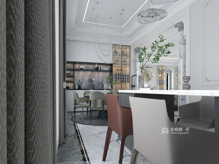 300平曲靖玫瑰园法式风格-餐厅效果图及设计说明