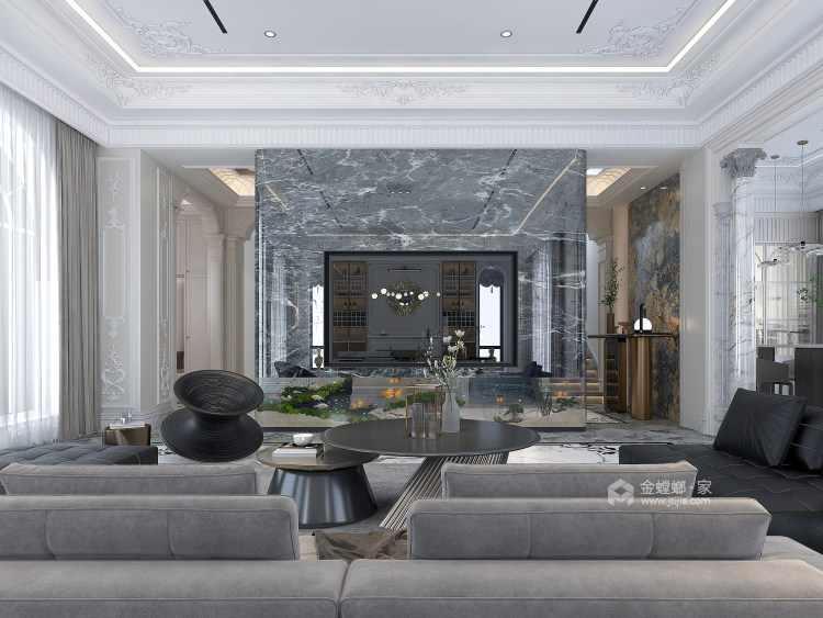 300平曲靖玫瑰园法式风格-客厅效果图及设计说明