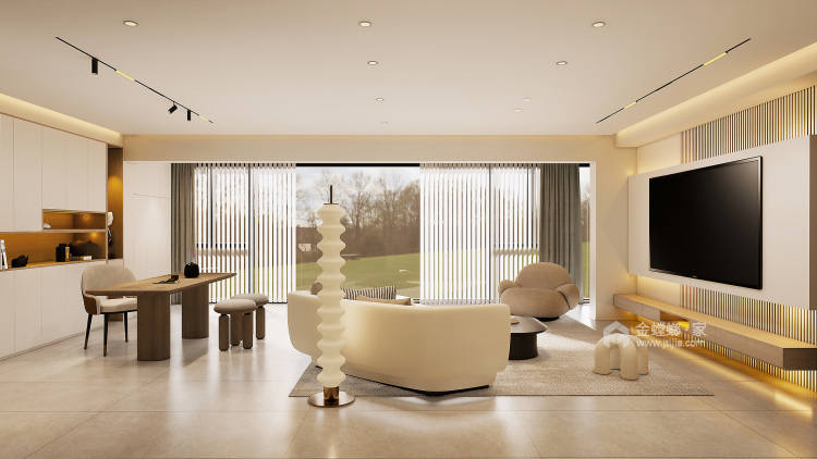 161平山海春风现代风格-客厅效果图及设计说明