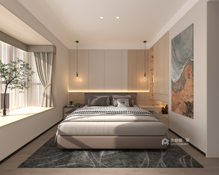 130平与花玖悦现代风格-卧室效果图及设计说明