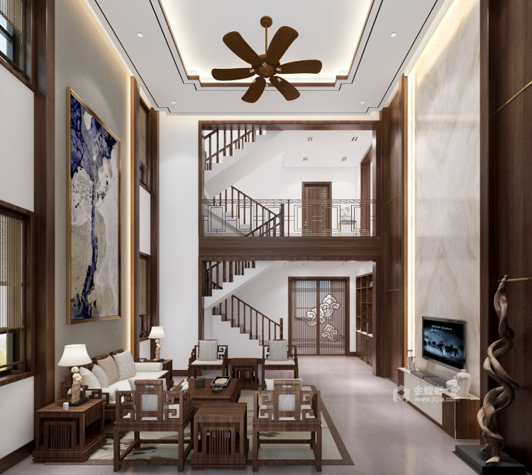 350平思兰雅苑中式风格-客厅效果图及设计说明