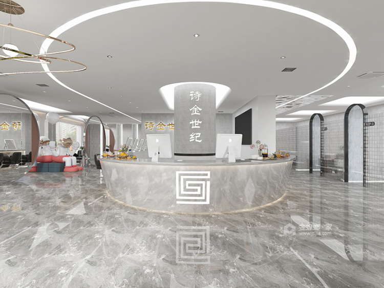 300平丽江诗金美发沙龙现代风格-客厅效果图及设计说明