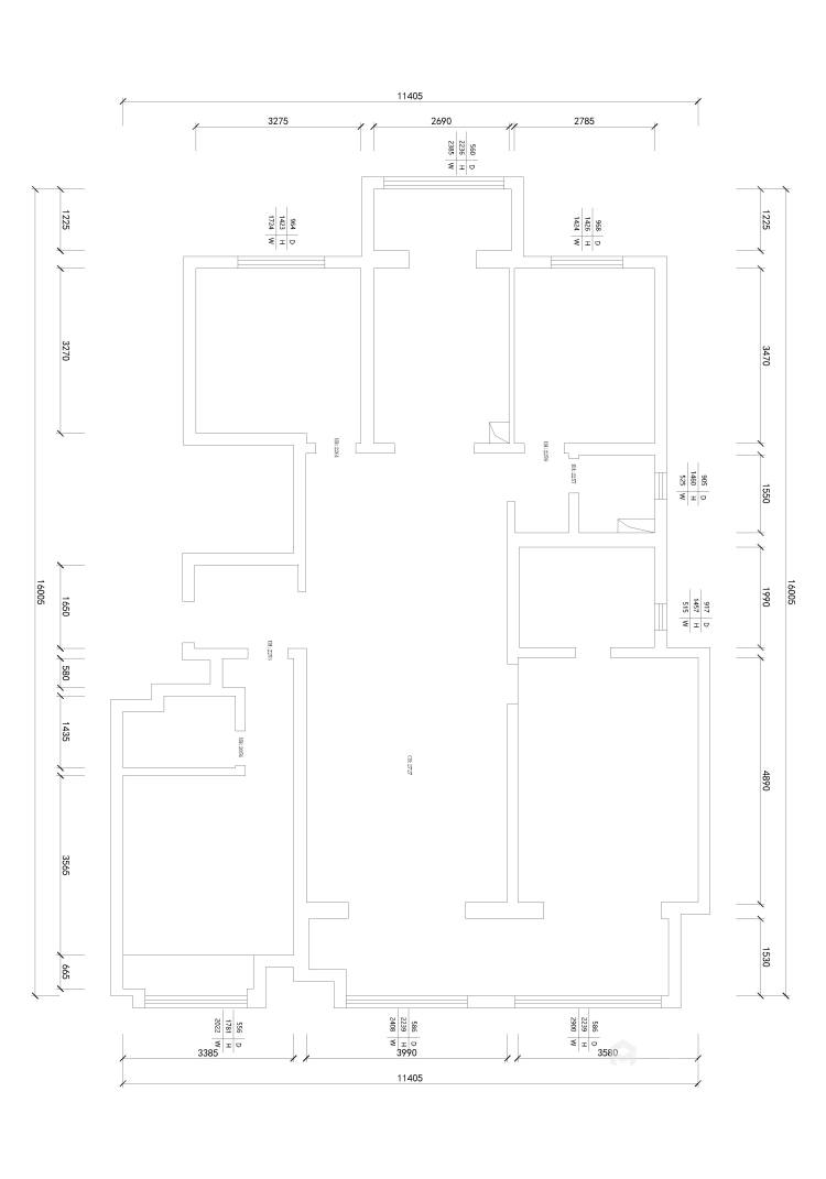 165平曲江大城现代风格-客厅秒变图书馆-业主需求&原始结构图