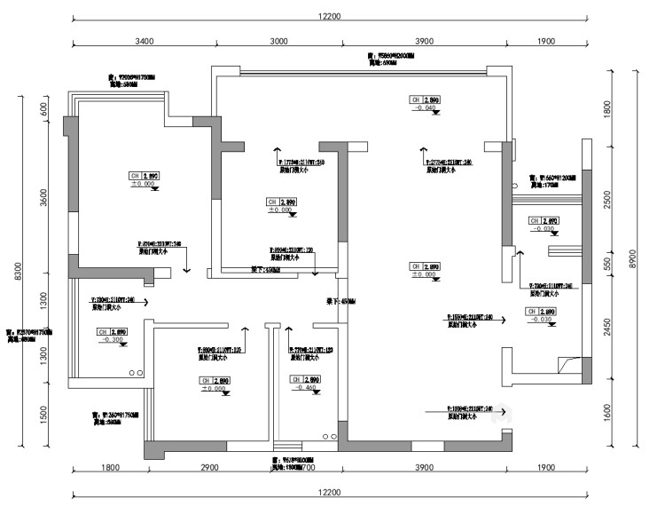 110平春森里现代风格-暖色系大阳台-业主需求&原始结构图