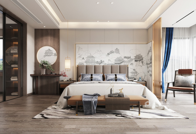 280平泰泓花园新中式风格-卧室效果图及设计说明