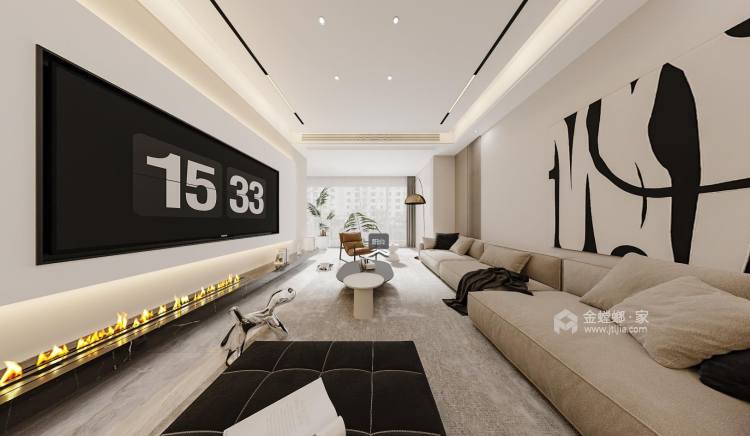 125平香枫丽景现代风格-客厅效果图及设计说明