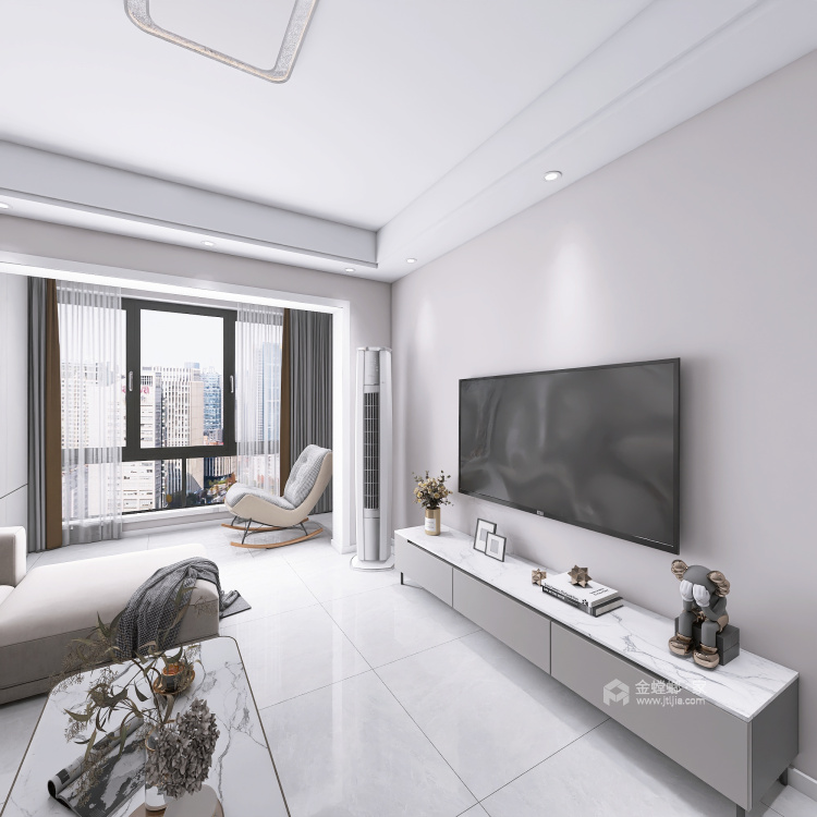 93平燊海森林御景湾现代风格-简单舒适的家-空间效果图