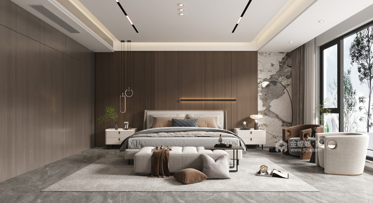 500平中南世纪城现代风格-卧室效果图及设计说明