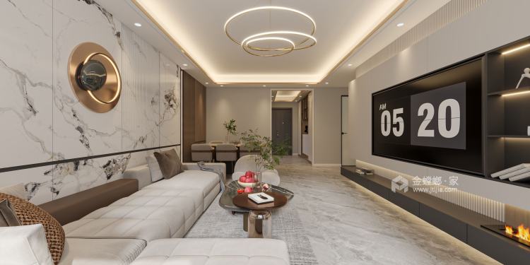 300平原阳壹号院现代风格-客厅效果图及设计说明