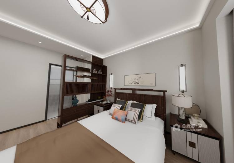 140平中心城新中式风格-带您舒适，给您一个温馨的家-卧室效果图及设计说明