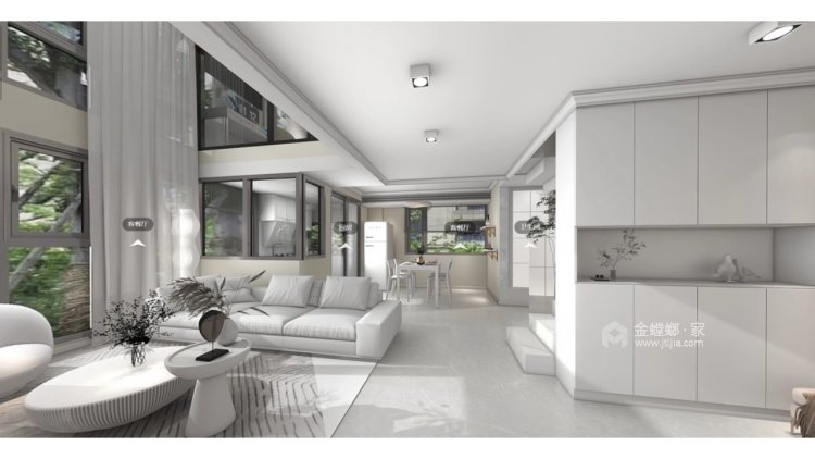 105平双子屋现代风格-客厅效果图及设计说明