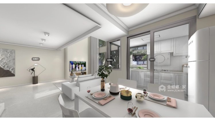 105平双子屋现代风格-餐厅效果图及设计说明