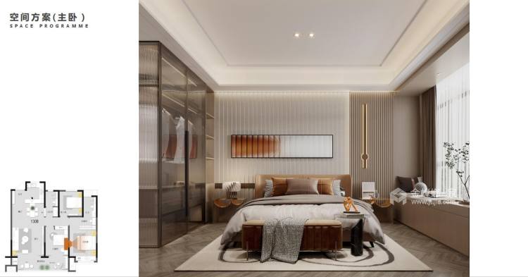 130平商丘建业十八城轻奢风格-时光有光-卧室效果图及设计说明