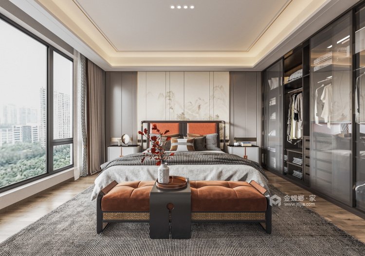 400平御湖熙岸新中式风格-卧室效果图及设计说明