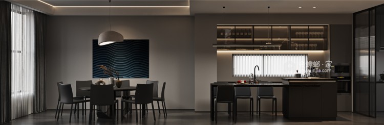 330平常林苑墅现代风格-沉静内敛的力量-餐厅效果图及设计说明