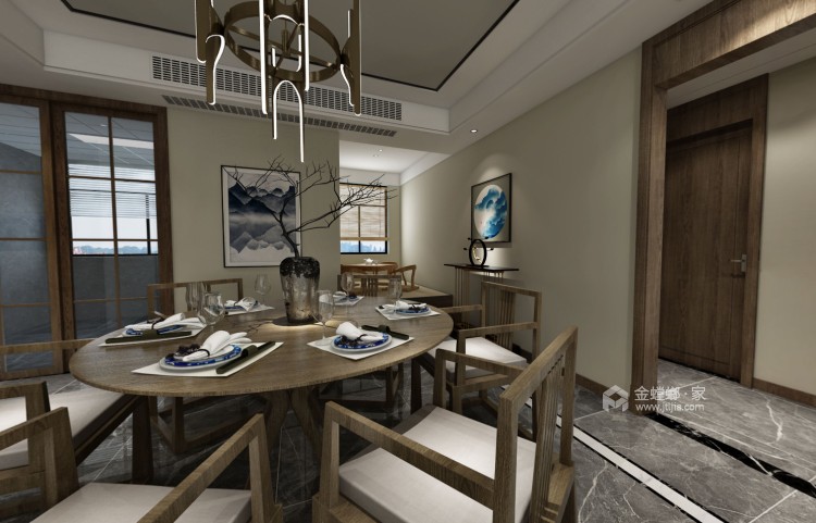 134平金地湖城大境天宇现代风格-餐厅效果图及设计说明