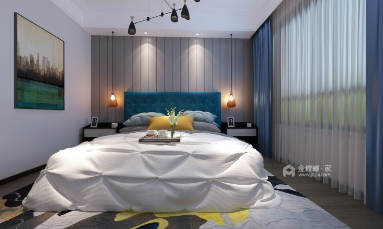 240平曲江大城现代风格-卧室效果图及设计说明