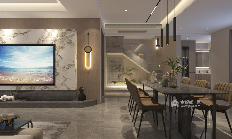 260平湖光山色现代风格-餐厅效果图及设计说明