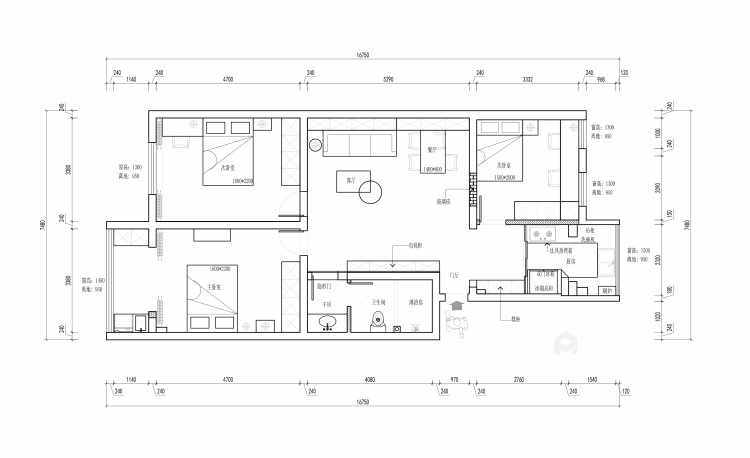 109平许苑小区现代风格-灰色碰撞-平面设计图及设计说明
