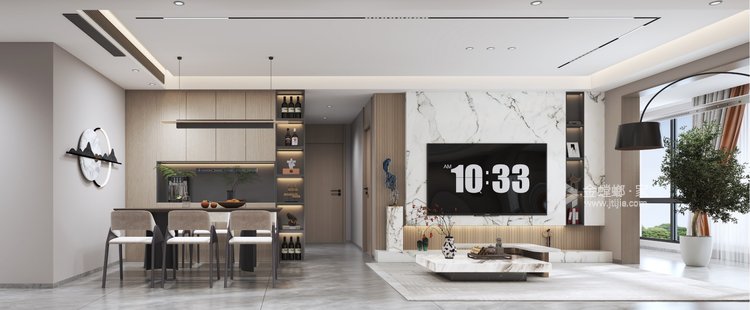 130平美好书苑新中式风格-客厅效果图及设计说明