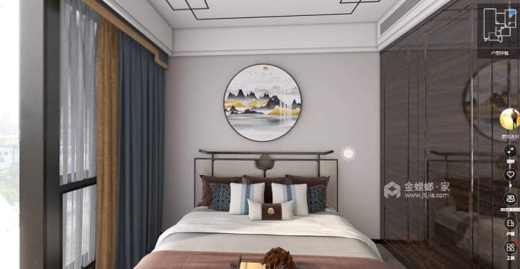 117平峨眉河畔新中式风格-卧室效果图及设计说明