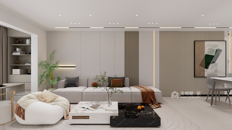 157平金科江湖海现代风格-客厅效果图及设计说明