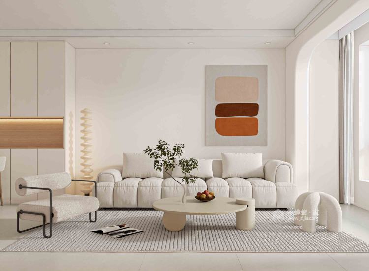 119平上善含芳苑现代风格-奶油风 幸福之家-客厅效果图及设计说明