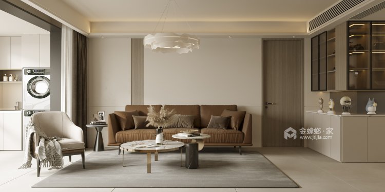 128平爱家尚城现代风格-高品质的三口之家-客厅效果图及设计说明